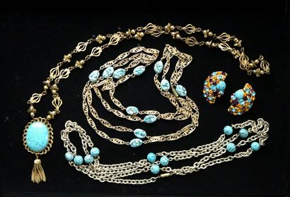FANTAISIE - ENSEMBLE en métal doré, strass...
