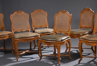 * Suite of six Louis XV period caned chairs...