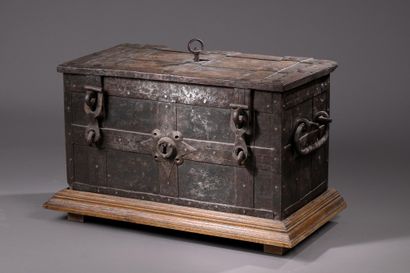 Larded and studded iron safe, Germany, Nuremberg,...