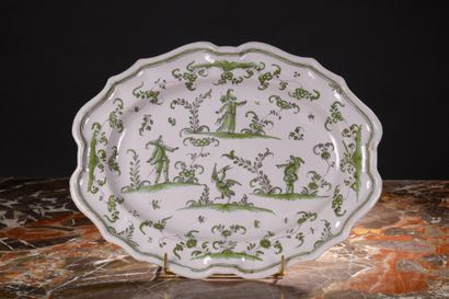 Oval dish in Moustiers earthenware, 18th...