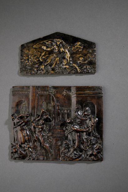 Two plates 
In bronze with brown patina,...