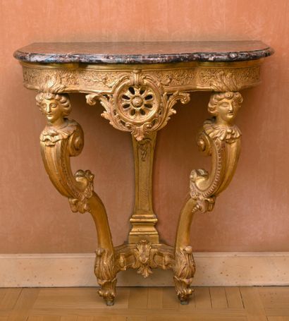 * Regency-period carved and gilded wood console...