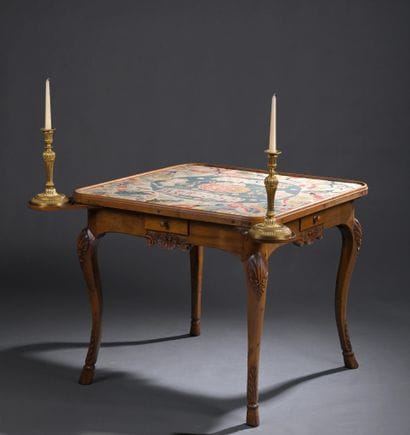 * Louis XV period square-shaped carved walnut...