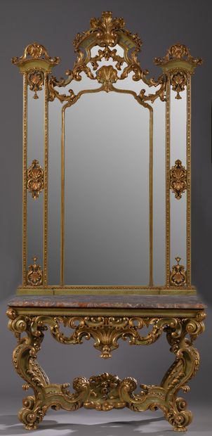 Console table and mirror, 18th-century Italian...