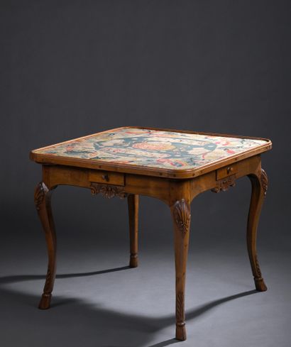 * Louis XV period square-shaped carved walnut...