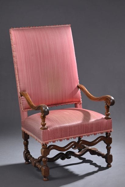 * Louis XIV period armchair
In turned walnut,...