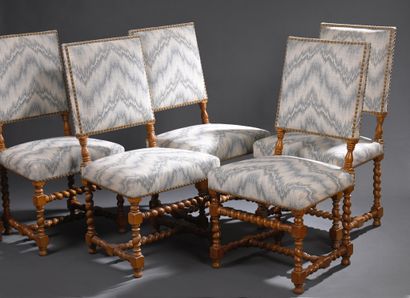 * Suite of six Louis XIII style chairs 
In...