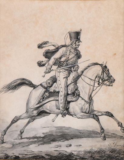 Carle VERNET
(1758-1836)
Charging Hussar
Pen...