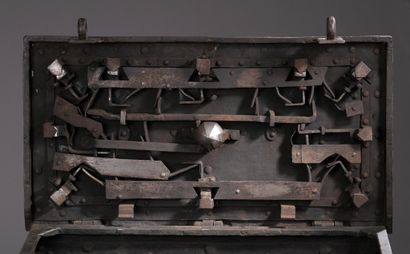 Larded and studded iron safe, Germany, Nuremberg,...