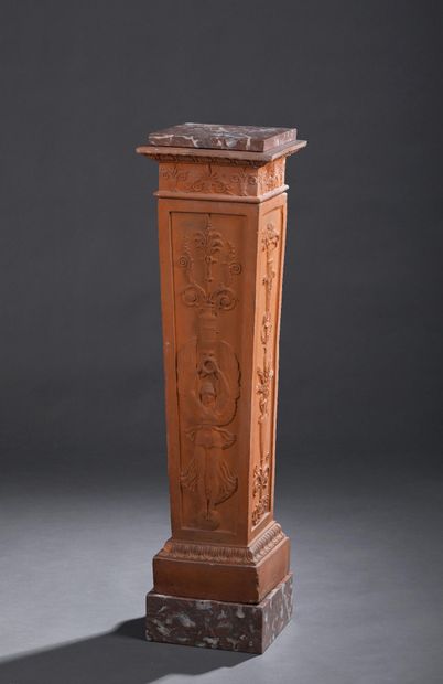 * Terracotta sheath, 19th century, decorated...