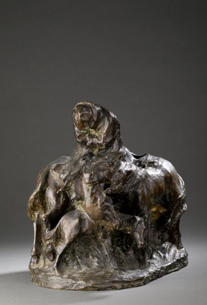 Belgian school circa 1900
Man and his horses
Bronze...