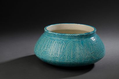 Blue ceramic basin by Théodore DECK (1823-1891)
The...