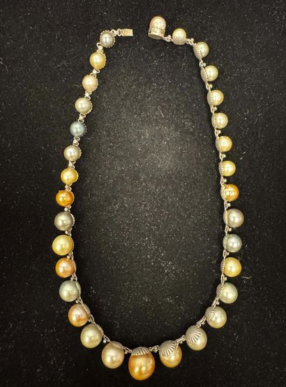COLLIER draperie ras de cou avec perles d'imitation...