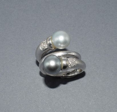 BAGUE VOUS & MOI en or blanc 18k (750/°°)...