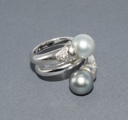 BAGUE VOUS & MOI en or blanc 18k (750/°°)...