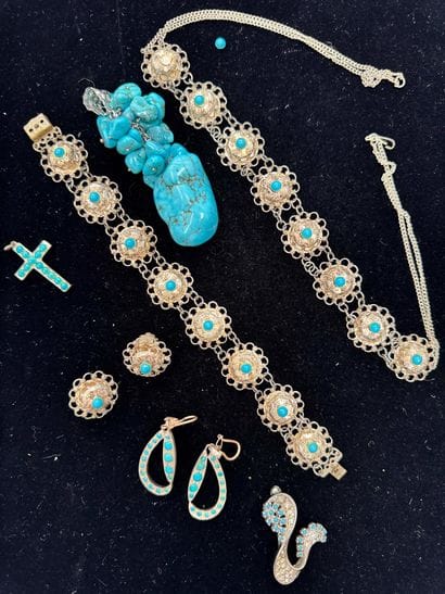 FANTAISIE - ENSEMBLE en métal argenté, strass...