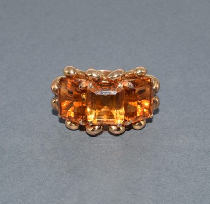 BAGUE ORIGINALE en or rose 18k (750/°°) ornée...