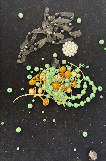 LOT de perles d'imitation comprenant : colliers,...