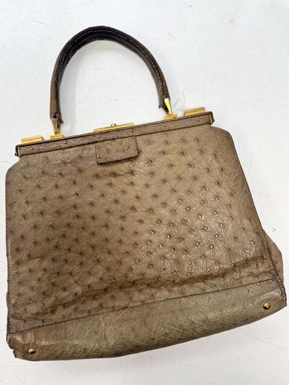 SAC A MAIN VINTAGE en cuir vert clair olive...