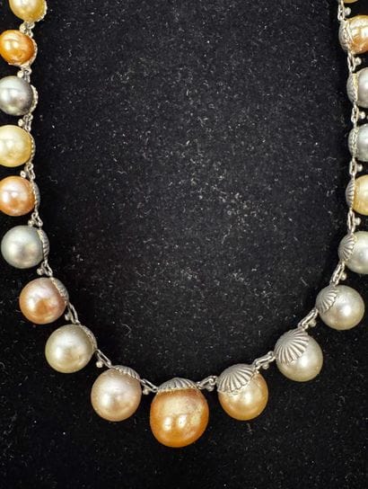 COLLIER draperie ras de cou avec perles d'imitation...