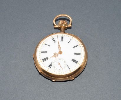 MONTRE A GOUSSET en or jaune 18k (750/°°)...