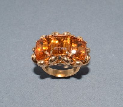 BAGUE ORIGINALE en or rose 18k (750/°°) ornée...