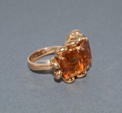 BAGUE ORIGINALE en or rose 18k (750/°°) ornée...