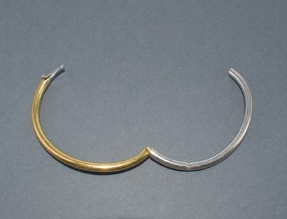 BRACELET JONC ouvrant or jaune et blanc 18k...