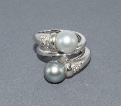 BAGUE VOUS & MOI en or blanc 18k (750/°°)...