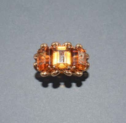 BAGUE ORIGINALE en or rose 18k (750/°°) ornée...