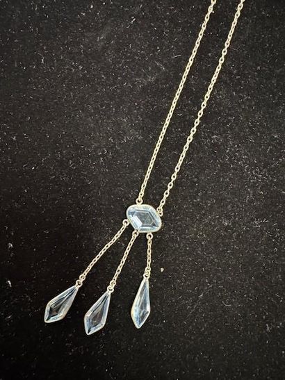 COLLIER bayadère en métal et pierres bleues,...