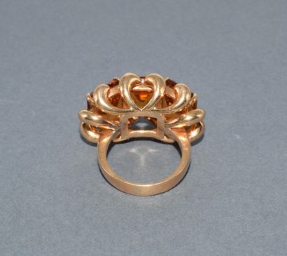 BAGUE ORIGINALE en or rose 18k (750/°°) ornée...