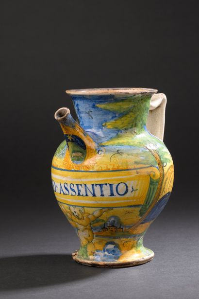 Urbania
A majolica dish with polychrome decoration...