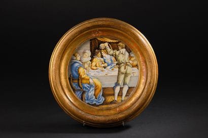 Castelli
Circular medallion with polychrome...
