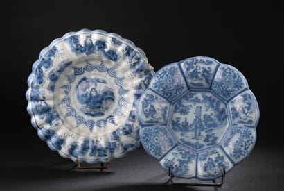 Delft
Two round dishes with gadrooned edges...