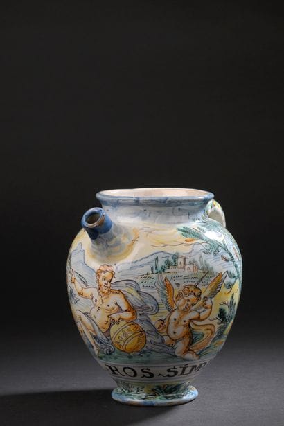 Savona
Majolica small dish with polychrome...