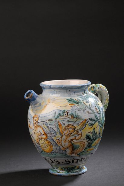 Savona
Majolica small dish with polychrome...