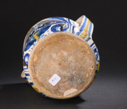 Pesaro ?
Two-handled majolica albarello with...