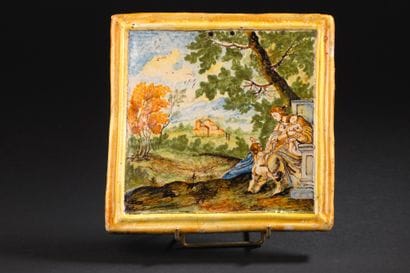 Castelli
Square polychrome earthenware plate...
