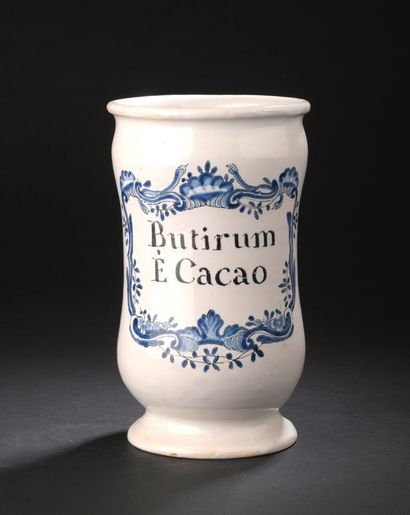 Rouen
Cylindrical earthenware medicine jar...