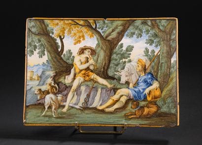 Castelli
Rectangular majolica plaque with...