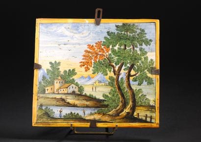 Castelli
Rectangular majolica plaque with...