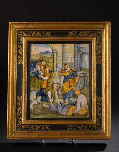 Castelli
Rectangular plaque with polychrome...