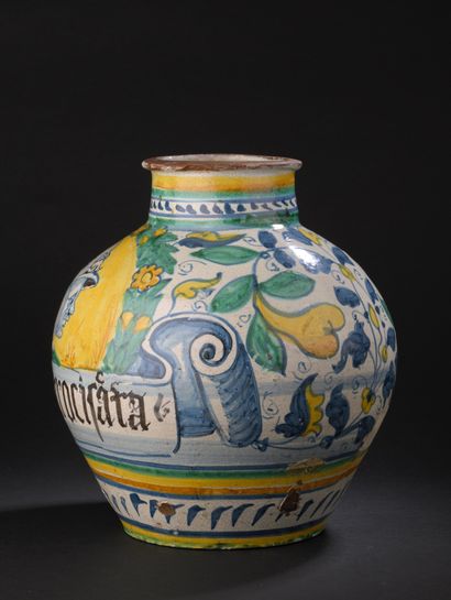 Sicily
Majolica ball vase with polychrome...