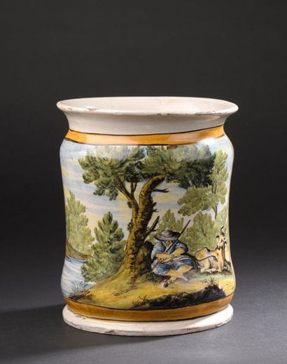 Castelli
Cylindrical earthenware albarello...