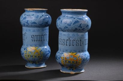 Rome
Two double-chamfered earthenware albarelli...