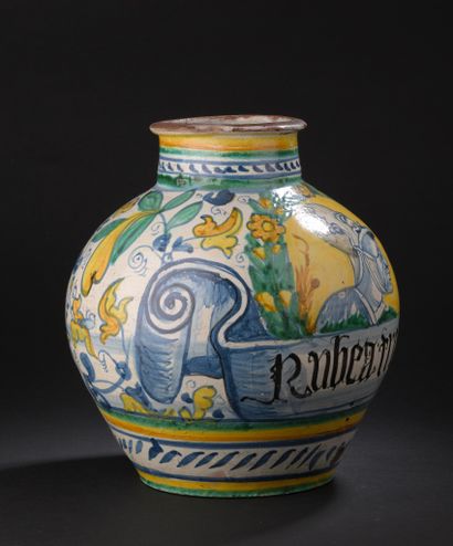 Sicily
Majolica ball vase with polychrome...