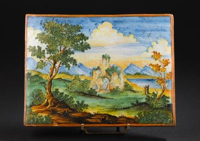 Castelli
Rectangular majolica plaque with...