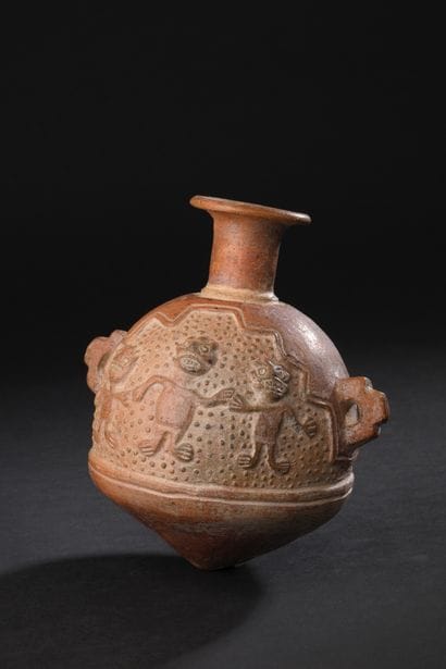 Vase in the shape of an arybal decorated...