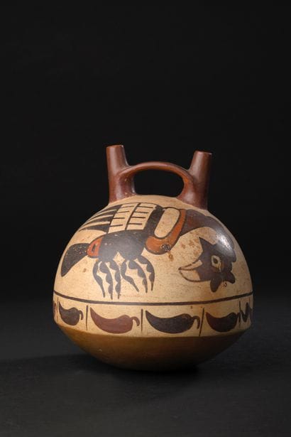 Double-necked globular vase decorated with...